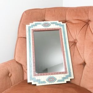 Faux Wood Geometric Southwestern Styled Mirror
